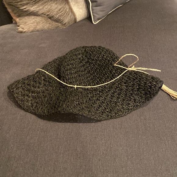 Steve Madden Women's Straw Hat Black Sun Hat - Picture 5 of 5